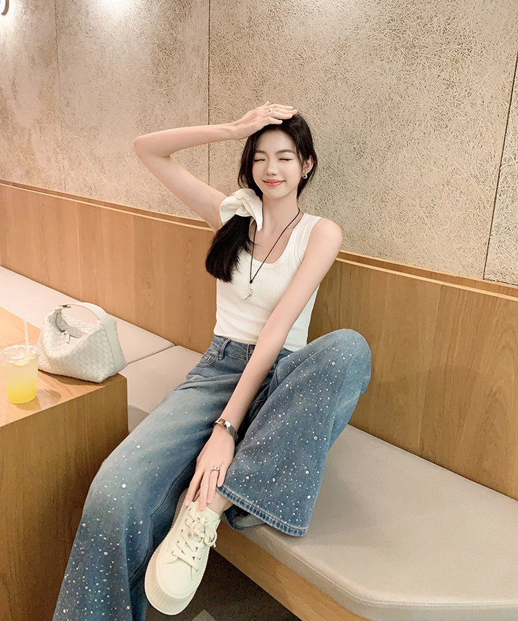 Топы/майки 美洋meiyang【现货】云柔针织背心 天丝棉坑条弹力修身上衣-周二 Beautiful Ocean