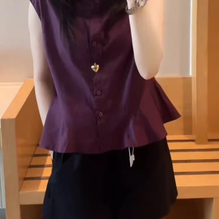 Purple Fashionable and Stylish Round-Neck Sleeveless Shirt for Women, 2025 Summer New Trendy Slimming Plus-Size Top