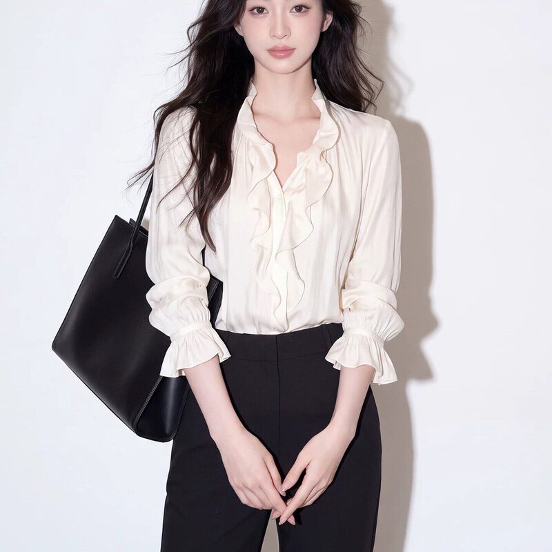 Kagoshima Miu Series Design Lace Shirt 2026 Winter New Style Unique and Beautiful Elegant Slimming Top Kagoshima Miu Series Design Lace Shirt 2026 Winter New Style Unique and Beautiful Elegant Slimming Top