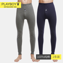 Playboy mens autumn pants mens leggings pure cotton pants wool pants warm pants underwear thin spring autumn and winter