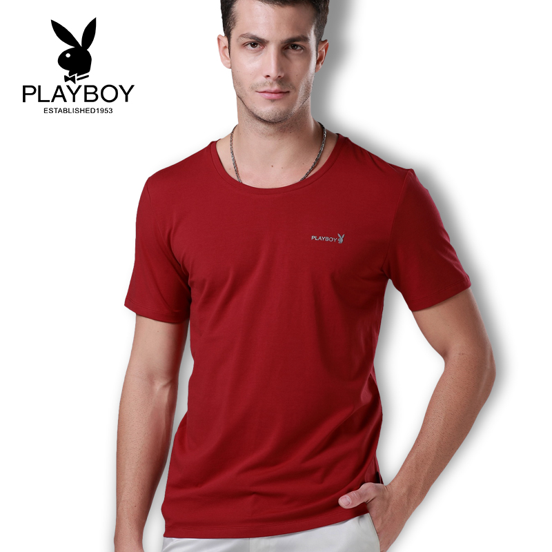 Playboy quần áo mens mùa hè cổ chữ V 2020 bông mới t-shirt vòng cổ xu hướng nửa tay áo ngắn tay phiên bản Hàn Quốc