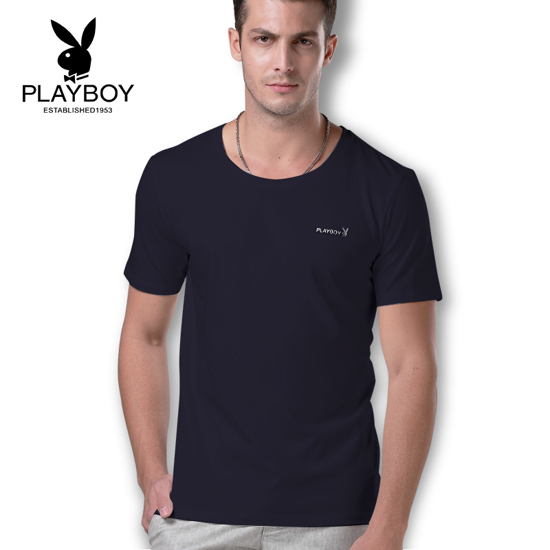 Playboy quần áo mens mùa hè cổ chữ V 2020 bông mới t-shirt vòng cổ xu hướng nửa tay áo ngắn tay phiên bản Hàn Quốc