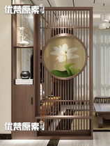 Shangpin entrance screen partition living room new Chinese solid wood shoe cabinet integrated hollow round entrance screen