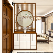 Stop the door entrance partition screen living room solid wood double-sided hollow belt shoe cabinet