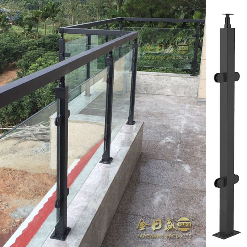Stainless steel square pipe sandwich glass staircase handrail railing Balcony guardrail handrail column Duplex villa home