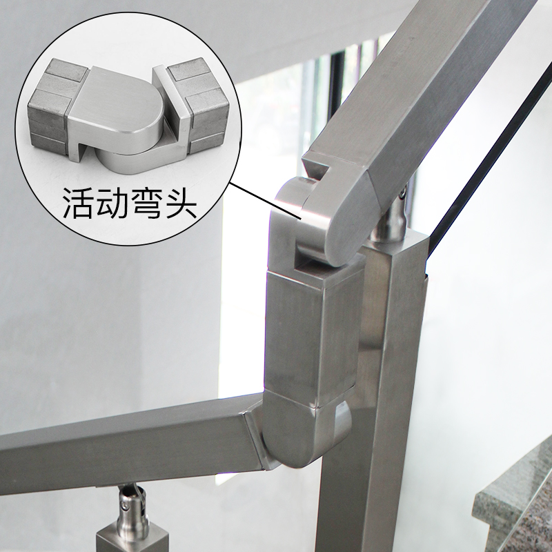 Stair handrail guardrail fittings flat elbow round drag indoor and outdoor self-installed balcony fence stainless steel railing