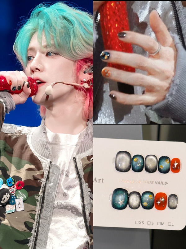 Lü Han Unisex Fan Support Nail Art Personalized Hand-Painted Planet Cat Eye Smiley Face Graffiti Handmade Wearable Short Nails