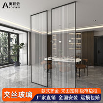 Laminated glass living room entrance screen bathroom partition laminated silk art glass sliding door customization
