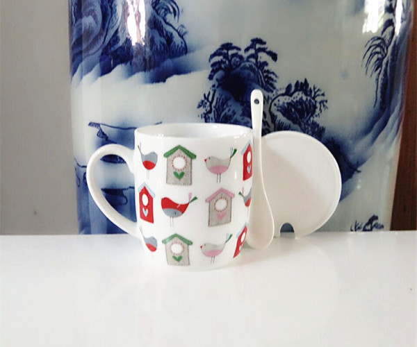 Cá tính sáng tạo dễ thương cốc gốm vài cốc cốc cà phê cốc có nắp hoạt động - Tách bình giữ nhiệt