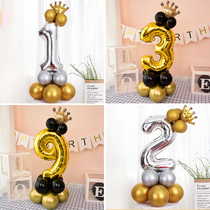 0-9 Aluminum Film Birthday Digital Balloon Post Road Guide Baby Full Moon 100 Days Decorate Table White Birthday Party Scene