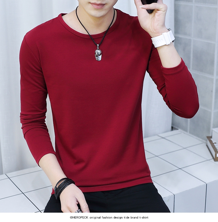 Áo thun cotton nam dài tay áo thun nam phiên bản Hàn Quốc phần mỏng của áo khoác cotton nam áo sơ mi nam áo sơ mi nam áo thun nam đẹp