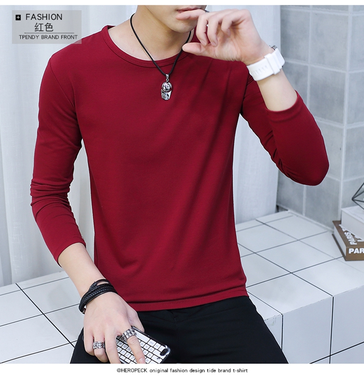 Áo thun cotton nam dài tay áo thun nam phiên bản Hàn Quốc phần mỏng của áo khoác cotton nam áo sơ mi nam áo sơ mi nam áo thun nam đẹp