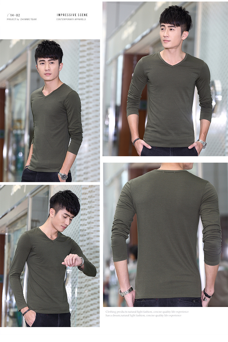 Áo thun nam tay dài mùa thu đẹp trai bên trong mặc một chiếc áo sơ mi cotton phía dưới 2018T body body trẻ trung cửa hàng bán áo thun nam cao cấp