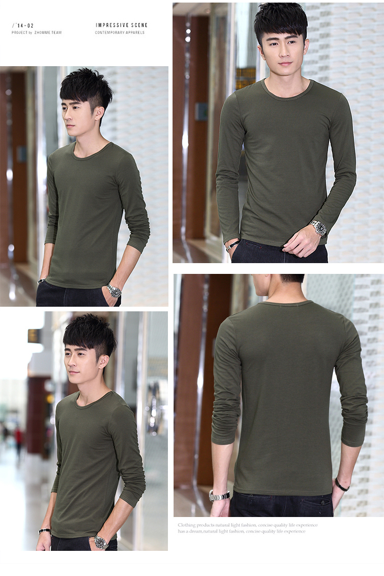 Quần áo cotton mùa thu, quần áo, áo thun dài tay, cổ áo sân vườn nam, phần mỏng, áo sơ mi chạm đáy, mặc đồ lót màu, áo sơ mi nam áo phông rộng nam