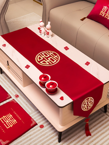 Wedding Table Runner Red Coffee Table Tablecloth Wedding Room Decoration Dining Table TV Cabinet Cover Wedding Supplies 