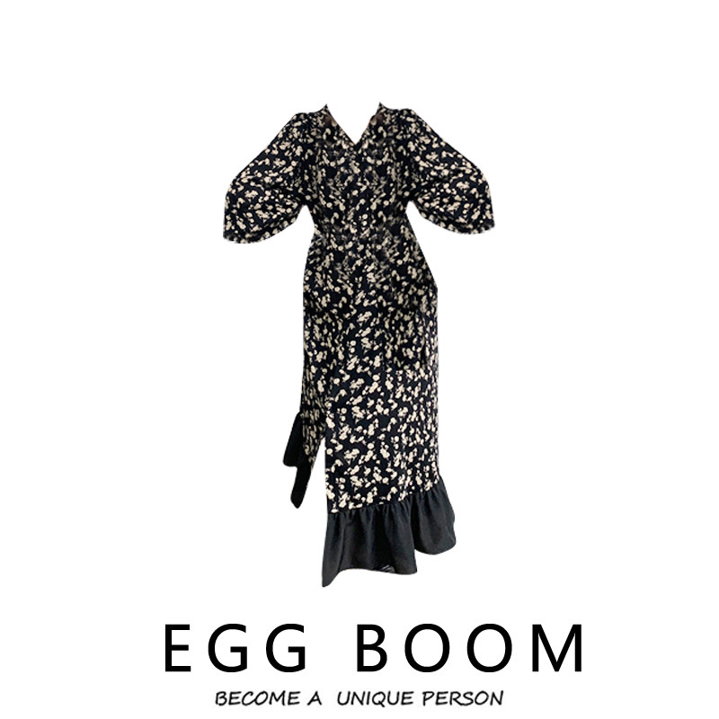 This Year Pop Dresses 2022 Spring Autumn New Style Temperament Shatt Flowers Foreign Dress Loose Thin Balloon Tea Hysteria