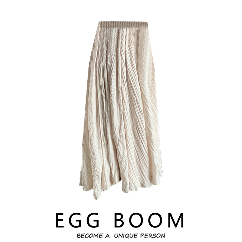 The temperament of gentle wind fold and half - body skirt female high waist design long dress 2022 spring and autumn new summer