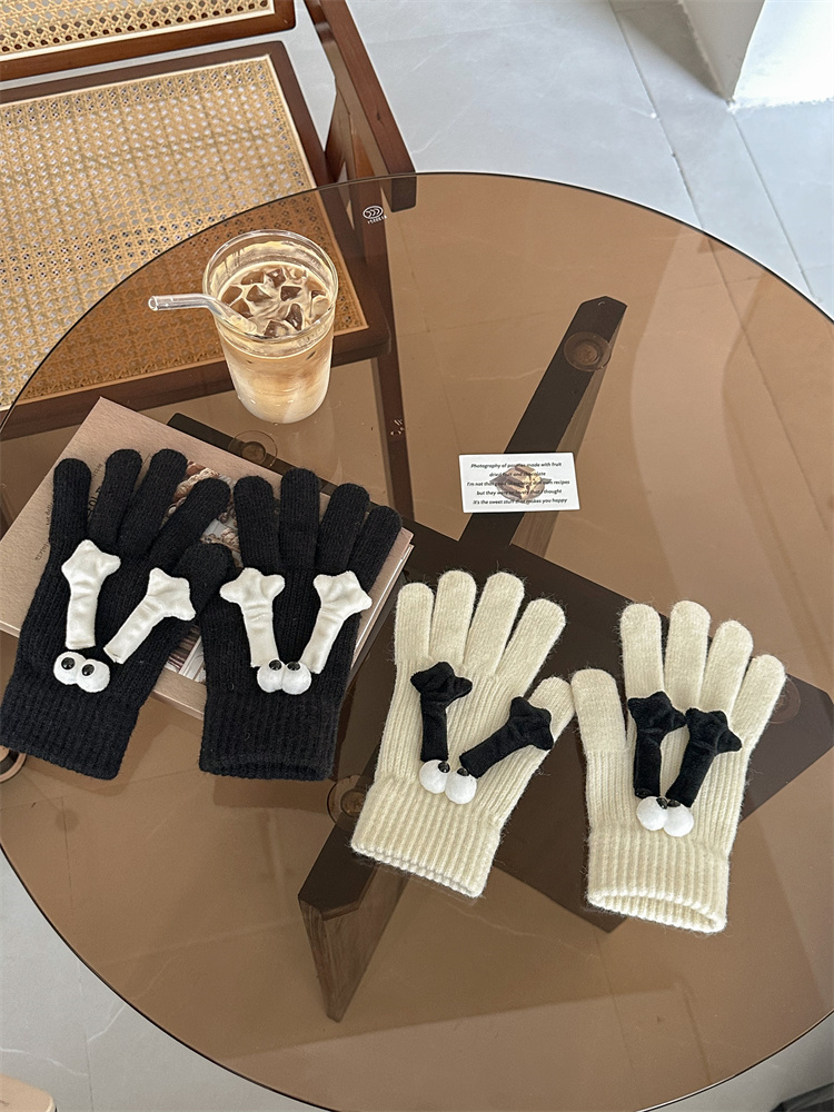 Gants à cinq doigts tricotés épais, mignons et amusants, haute beauté, pour Couples, automne et hiver_voghion.com