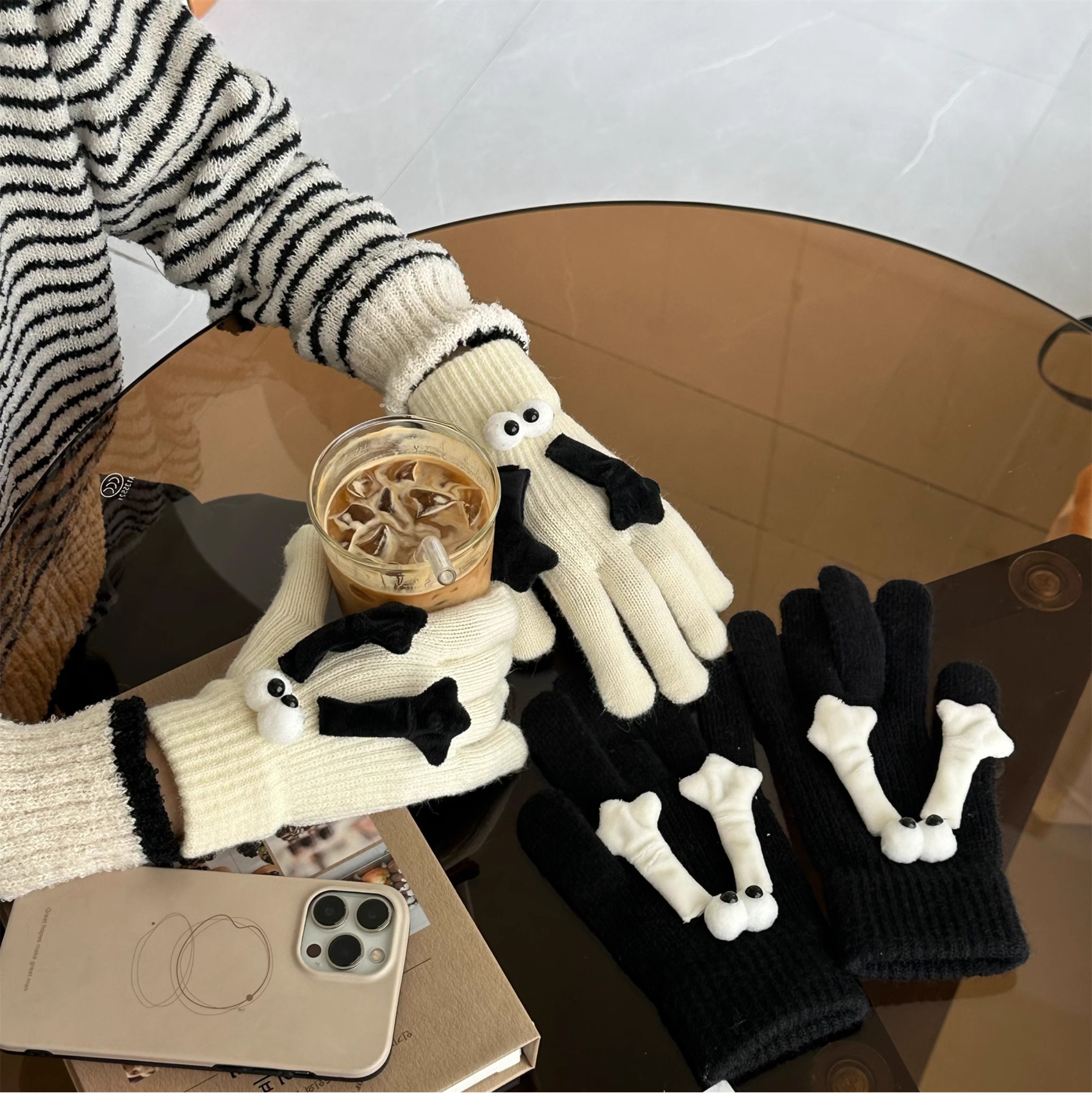 Gants à cinq doigts tricotés épais, mignons et amusants, haute beauté, pour Couples, automne et hiver_voghion.com