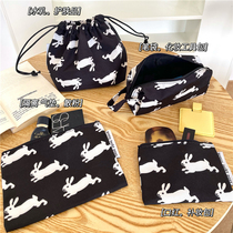 Korea ins homemade cartoon cute bunny Cotton linen art bundle pocket Cosmetics sundries storage bag Pen bag