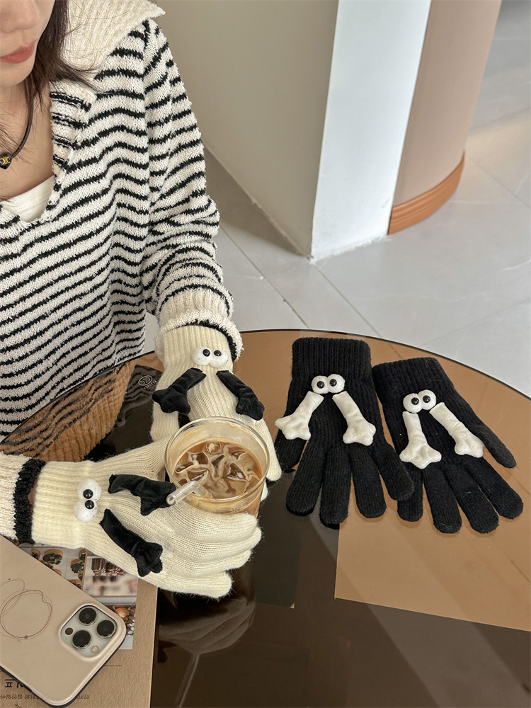 Gants à cinq doigts tricotés épais, mignons et amusants, haute beauté, pour Couples, automne et hiver_voghion.com