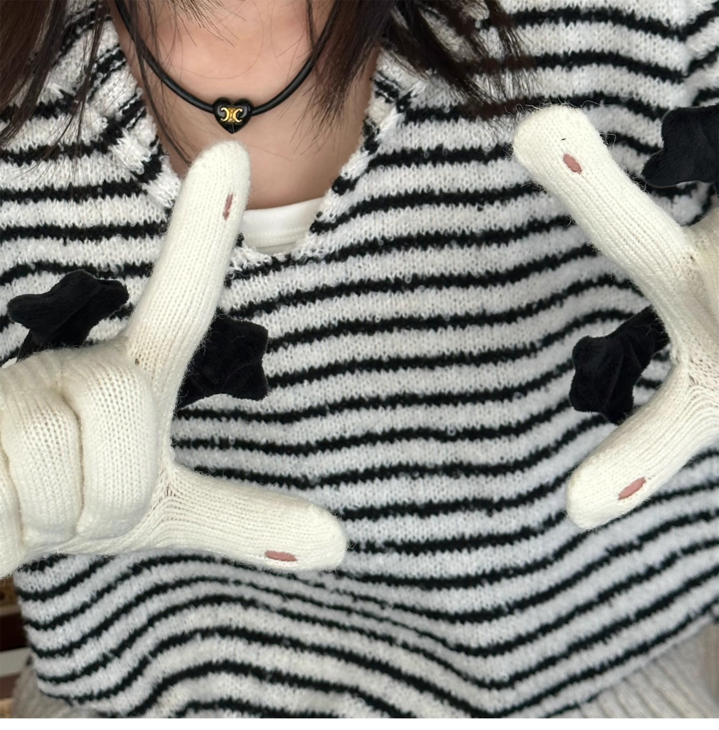 Gants à cinq doigts tricotés épais, mignons et amusants, haute beauté, pour Couples, automne et hiver_voghion.com