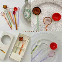 ins original niche design spiral spoon crystal glass candy dessert spoon colored coffee milk mixing spoon