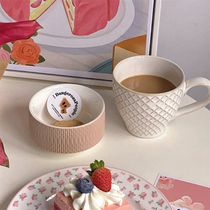 Welfare ins vintage embossed coffee cup English afternoon tea ceramic bowl dessert bowl breakfast bowl Milk Cup