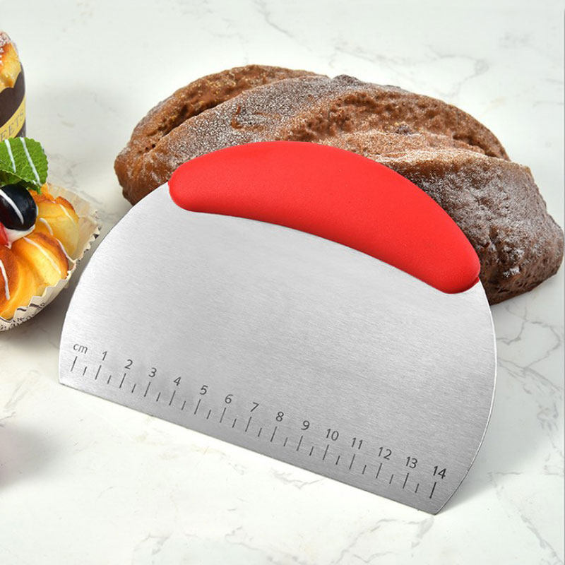 Stainless iron scraping surface spade section knife with scale squeegee steamed bread nougat with sugar silicone scraper baking tool