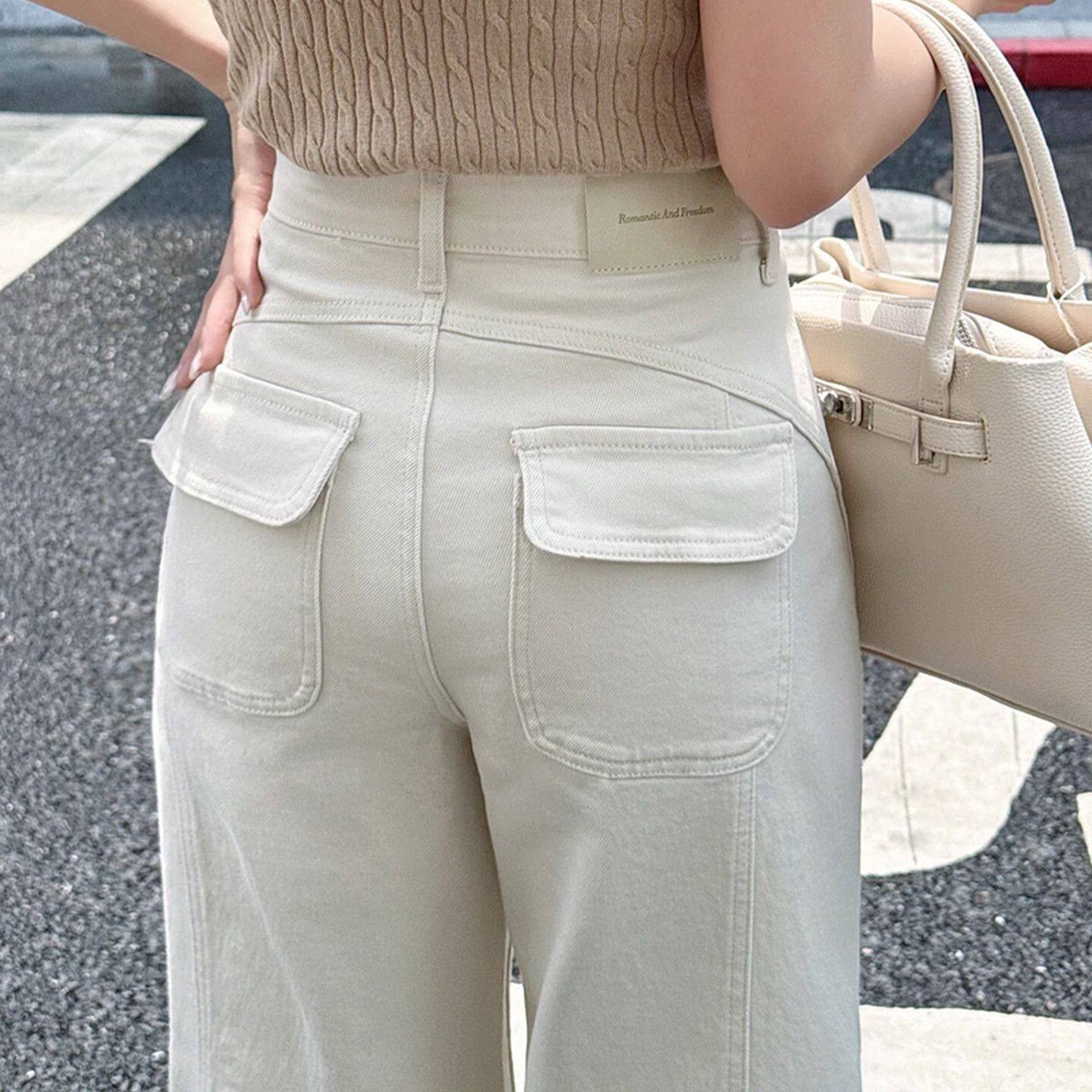 高级感弯刀牛仔裤女时尚新款2026年春夏高腰宽松显瘦休闲阔腿裤子