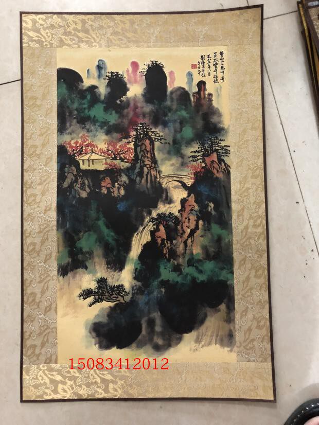 Antique Chinese painting, calligraphy and painting collection Zhongtang painting living room office decoration painting Huangshan ink painting has been mounted 54x34