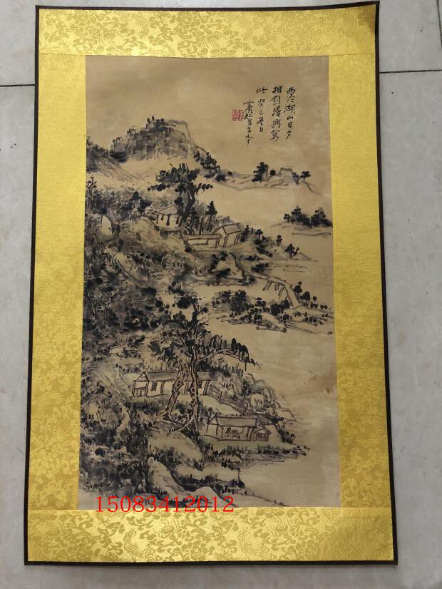 Antique Chinese painting, calligraphy and painting collection Zhongtang painting living room office decoration painting West Lake landscape painting has been framed 54x34