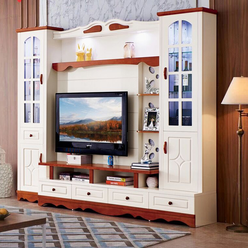 Small-sized film and television cabinet floor cabinet combination wall cabinet baking varnish TV cabinet modern simple film and television background wall decoration hall cabinet