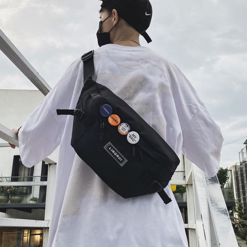 Lamode high-breasted bag men's large-capacity Japanese simple cross-body bag student one-shoulder backpack street sports waist bag women