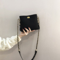 Lamode bucket bag female 2019 New Tide Korean version canvas shoulder bag mini chain mobile phone bag ins