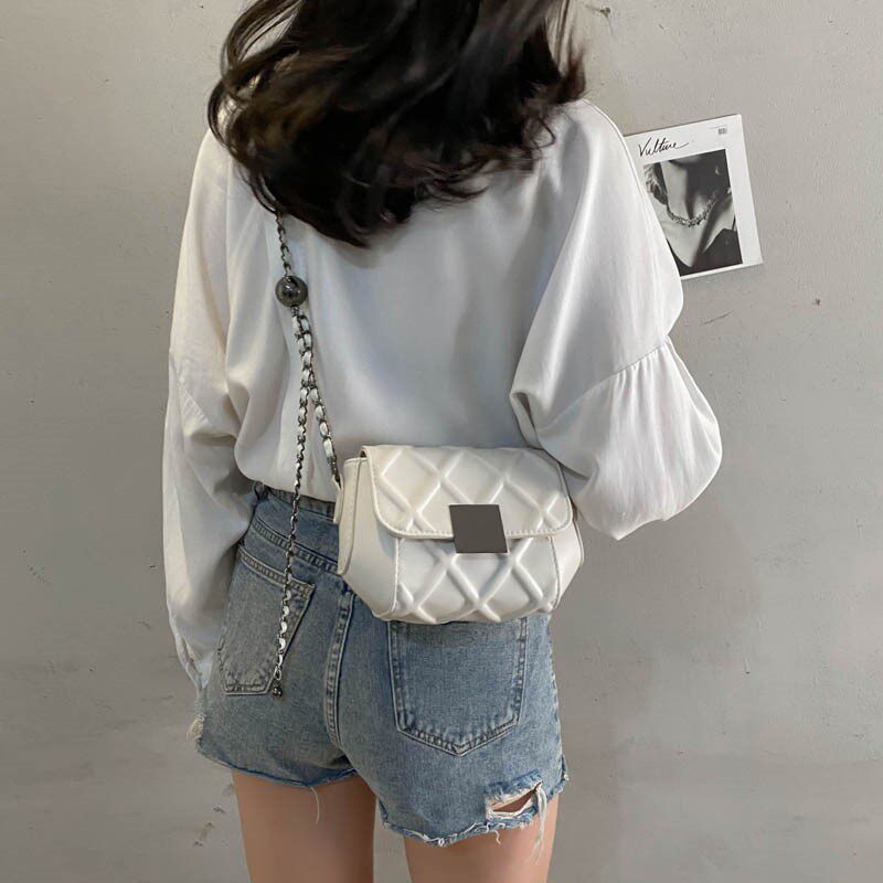 This year Pop packets bag women Xia 2021 new 100 hitch satchel satchel superior sensical mini chain bag genuine leather