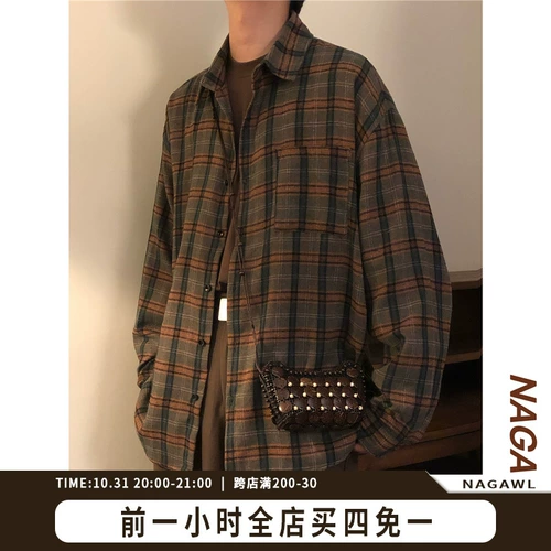 Демисезонный ретро японский лонгслив, рубашка, свободный крой, в американском стиле, изысканный стиль