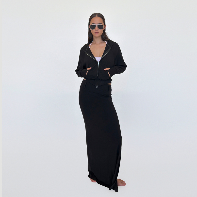 Ra Everyday Batwing Sleeve Waist-Cinching Elastic Finger Sleeve Soft Move Hooded Sweatshirt