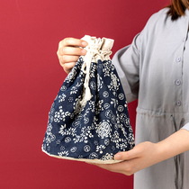 Pu-erh Leaf Cotton Hemp Cloth Bag Seven Subpie Cotton Bouquet Mouth Portable Packing Bag Sub-Size Rice Noodle Powder Draw Rope Cashier Bag