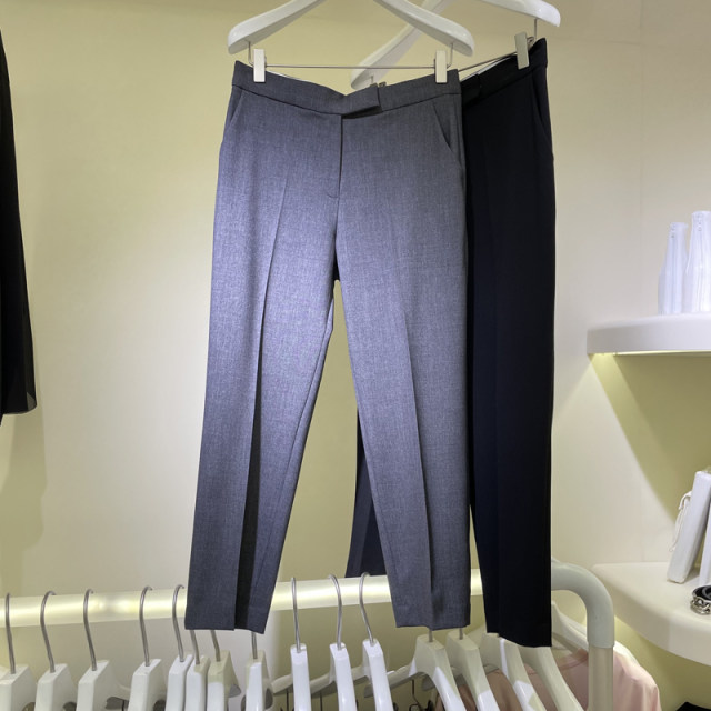 High-waisted straight-leg petite trousers slimming cigarette pipe nine-point trousers