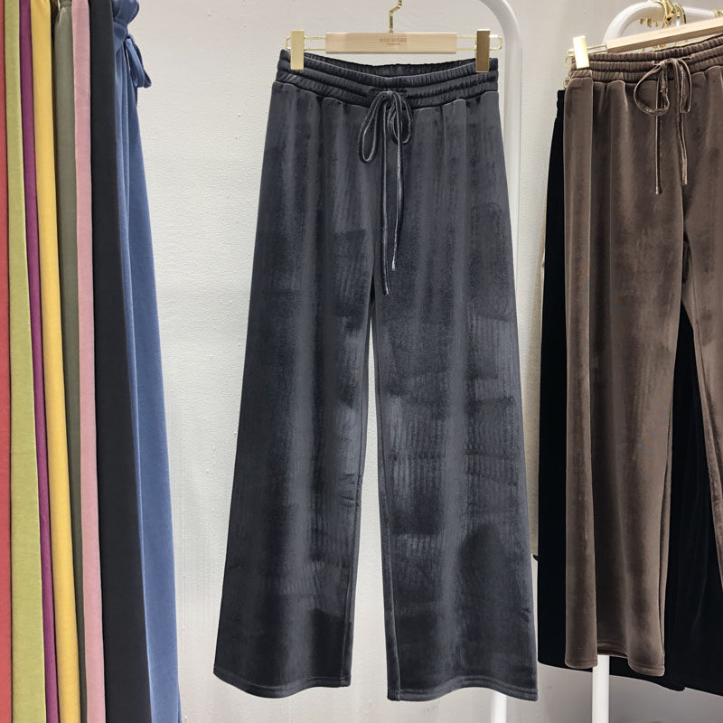 Pick up the leak velvet velvet wide leg pants women's winter slacks show thin sweatpants yoga pants 19181 do not return do not change