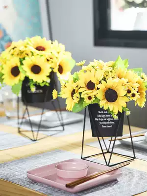Sunflower living room fake flower TV next to the coffee table decoration simulation decorative flower TV cabinet placed on both sides