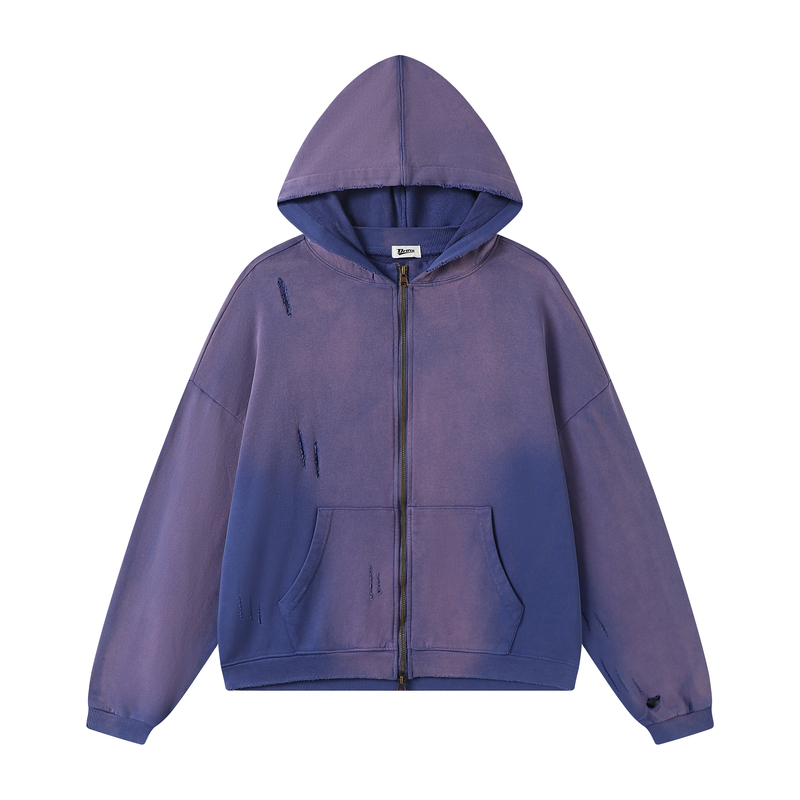 Drifta "Vintage Russell" Mystic Purple Washed Purple Distressed Zipper Sweatshirt Drifta "Vintage Russell" Mystic Purple Washed Purple Distressed Zipper Sweatshirt