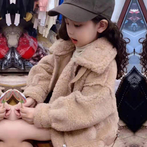 Girls  winter clothes 2021 new Korean version of the large and medium childrens lamb wool coat girls wild wool coat western style coat