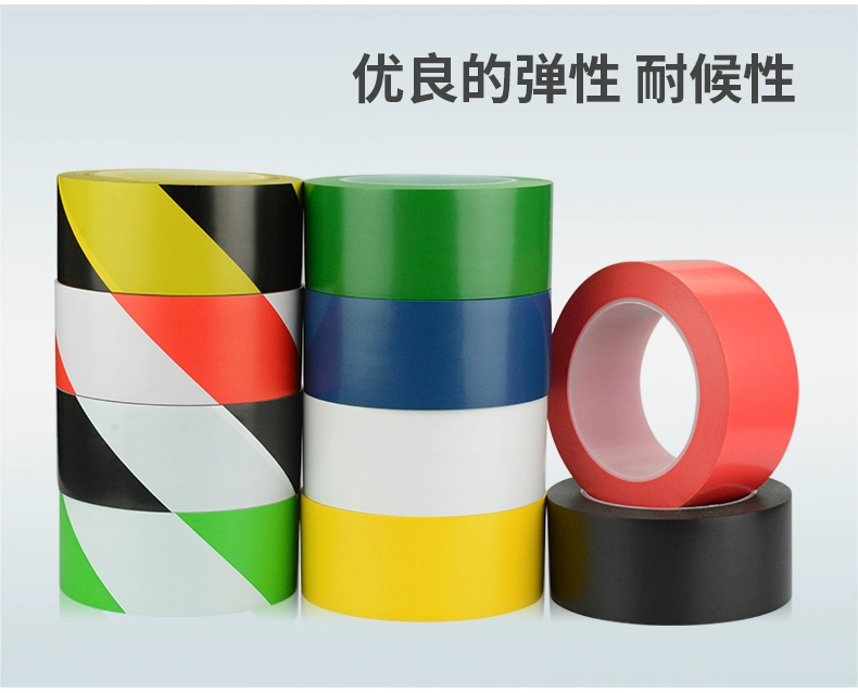 471 PVC nhãn màu đen và màu vàng băng cảnh báo qua cảnh báo để xác định màu gạch ngang băng Sàn