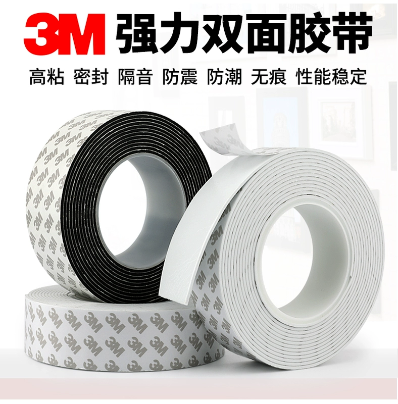 3M hai mặt băng bọt tường cố định khung ảnh treo tường có độ nhớt cao gel bọt xốp mạnh dấu vết dán dày quảng cáo ngói chống thấm nước siêu Chú ý văn phòng mà không để lại dấu vết trên cả hai mặt của chiếc xe màu trắng với đen