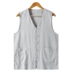 Mùa hè cotton và vải lanh tay áo vest Trung Quốc phong cách lanh nam lanh áo vest lỏng Ma Rong vest Bắc Kinh cũ - Áo vest cotton bộ vest nam cho người trung tuổi Áo vest cotton