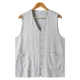 Mùa hè cotton và vải lanh tay áo vest Trung Quốc phong cách lanh nam lanh áo vest lỏng Ma Rong vest Bắc Kinh cũ - Áo vest cotton bộ vest nam cho người trung tuổi