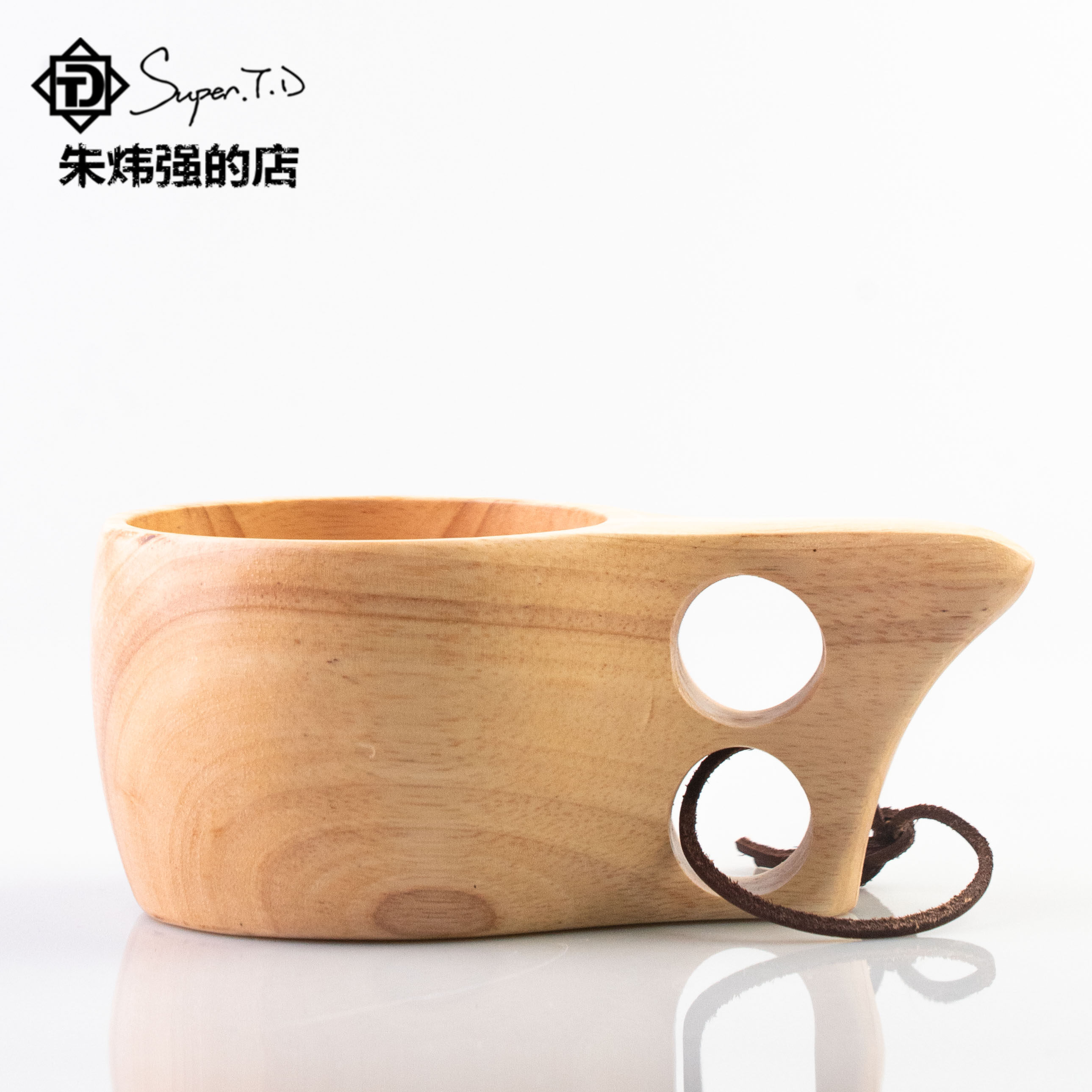 Survival mad custom Bushcraft logo outdoor field wooden cup laser laser anti-counterfeiting label new product