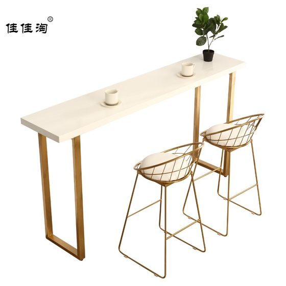 북유럽 흰색 산업 스타일 높은 테이블 작은 바 테이블 홈 벽 단단한 나무 긴 좁은 테이블 거실 커피 테이블과 의자